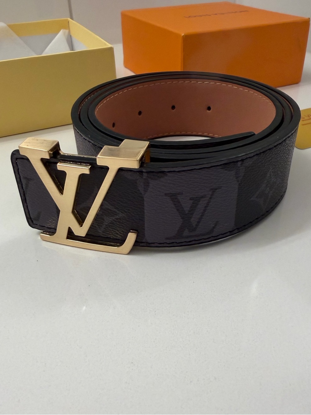 Louis Vuitton Initials 40mm Belt Monogram Eclipse Canvas